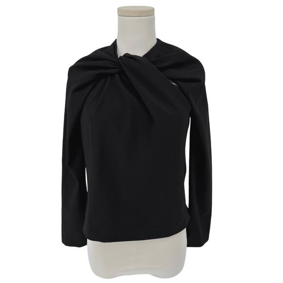 Zara Black Stretch Ponte Professional Top Women's L Cutout Long Sleeve - Picture 1 of 6